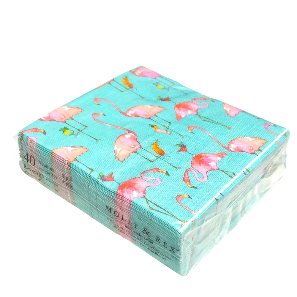 Molly & Rex Pink Flamingo Cocktails Beverage Paper Napkins (25567), 40 ct